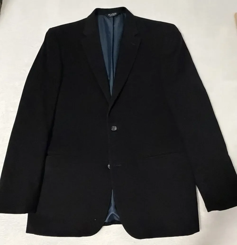 Jos A Bank Exec. Collection 44XL Black Wool Silk 70/30 Tailored Fit Sport Coat